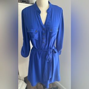 Royal blue shirt mini dress